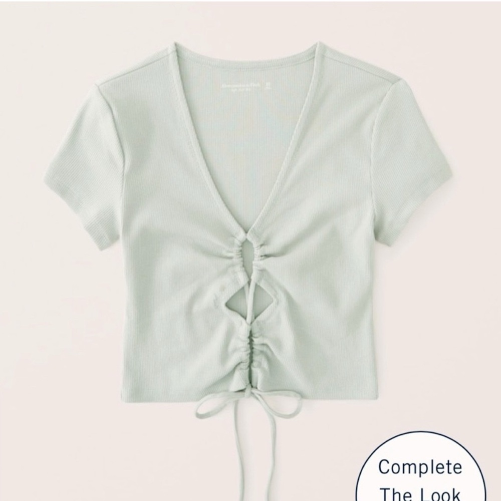 A&F Cropped Tie-Front Top